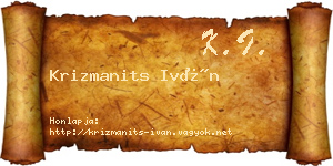 Krizmanits Iván névjegykártya